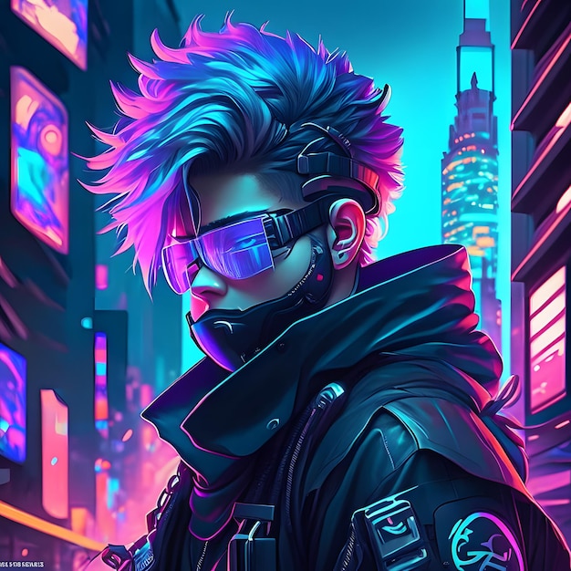 ninja cyberpunk man illustration