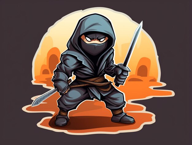 Photo ninja illustration for a sticker design