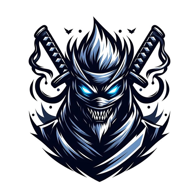 Photo ninja mascot logo creative ninja emblem design concept