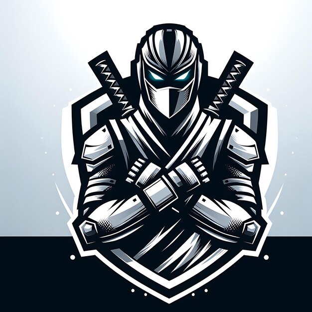 Foto ninja mascotte logo creatief ninja embleem ontwerpconcept