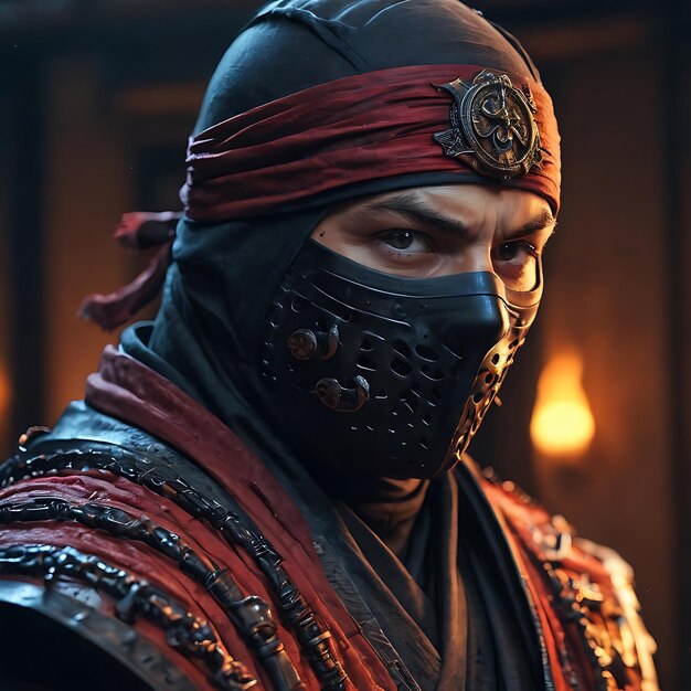 Ninja portrait looking at camera | Premium AI-generated image