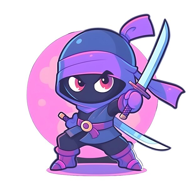 Ninja Warrior Cartoon Graphic on a White Background