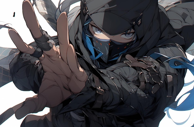 Photo a ninja with hand sign anime art style