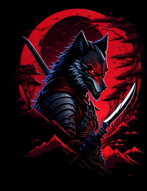 NINJA WOLVES IMAGE ILLUSTRATIONS