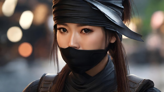 Photo ninja woman very cute background