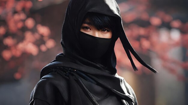 Ninja woman very cute background