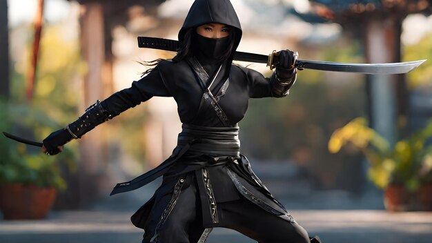 Ninja Woman Very Cute Background