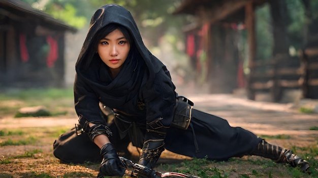Photo ninja woman very cute background