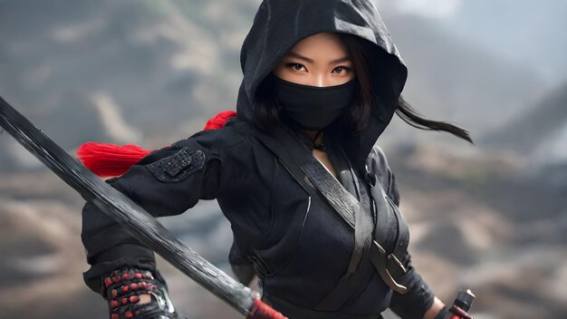 Photo ninja woman very cute background