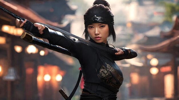 Photo ninja woman very cute background