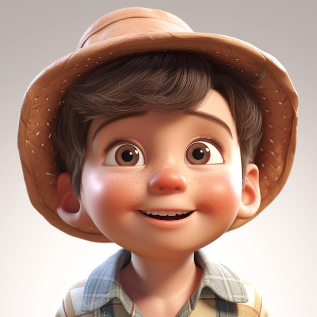 nino con sombrero 3d cute kid children little boy