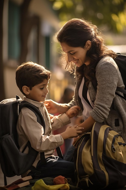 Ninos felices vuelta al colegio Gelukkige kinderen terug naar school