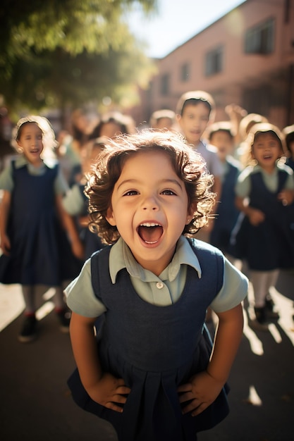 Ninos felices vuelta al colegio Gelukkige kinderen terug naar school