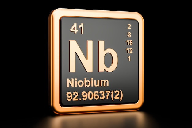 Photo niobium nb chemical element sign 3d rendering