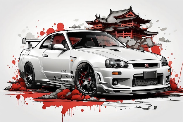 Nissan gtr34 skyline sticker achtergrond