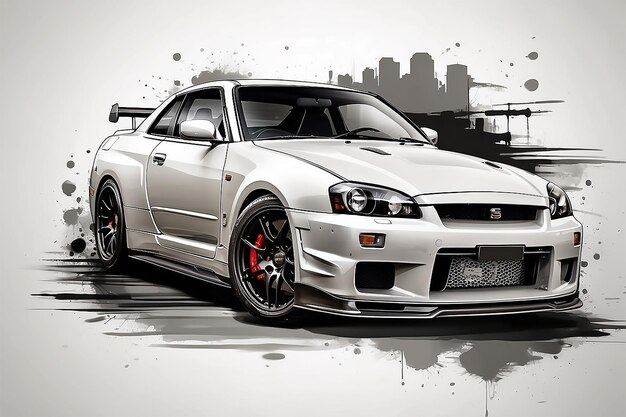 Nissan gtr34 skyline sticker achtergrond