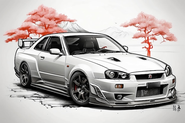 Nissan gtr34 skyline sticker achtergrond