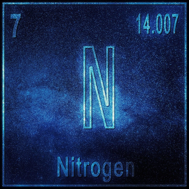 Photo nitrogen chemical element, sign with atomic number and atomic weight, periodic table element