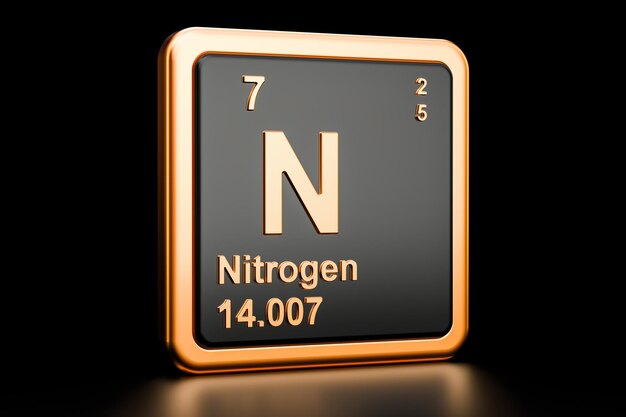 Nitrogen N chemical element sign 3D rendering