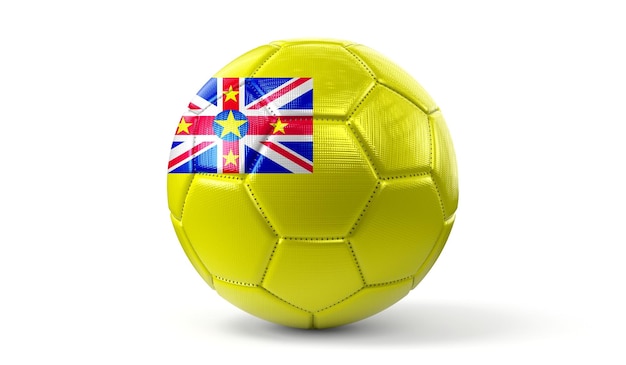 Niue nationale vlag op voetbal 3D illustratie