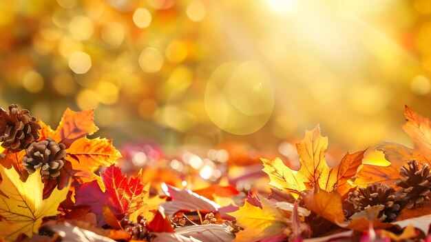 nksgiving またはカボチャの紅葉とベリーの秋のシーン Ai Generative
