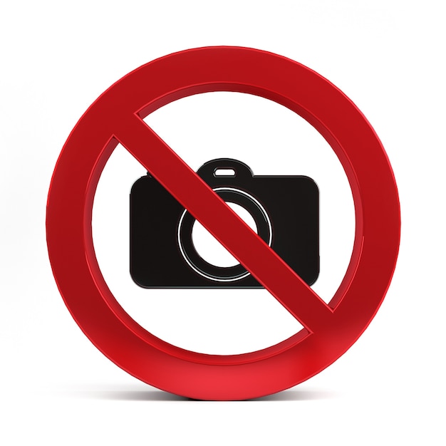 No Camera Sign isolated on white background 3D rendering.