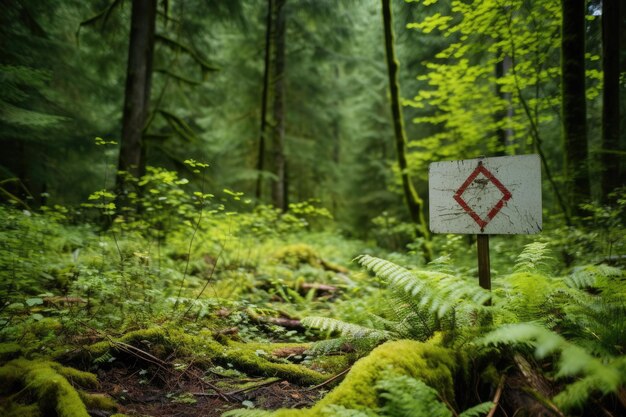 Photo a no camping sign set in a dense forest area