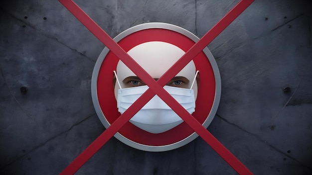 No face mask no entry policy sign 3d rendering