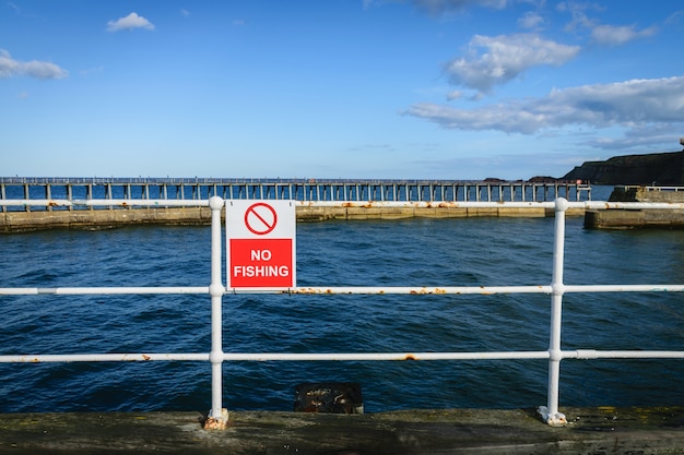 No Fishing Sign in whitby abbey