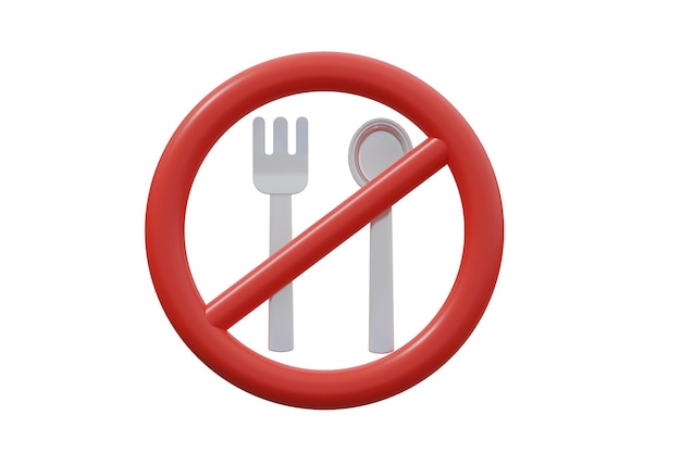 No Food ramadhan 3d icon isolated white bacground 3d rendering