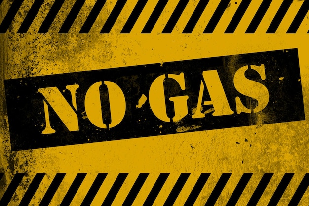 Photo no gas sign yellow with stripes