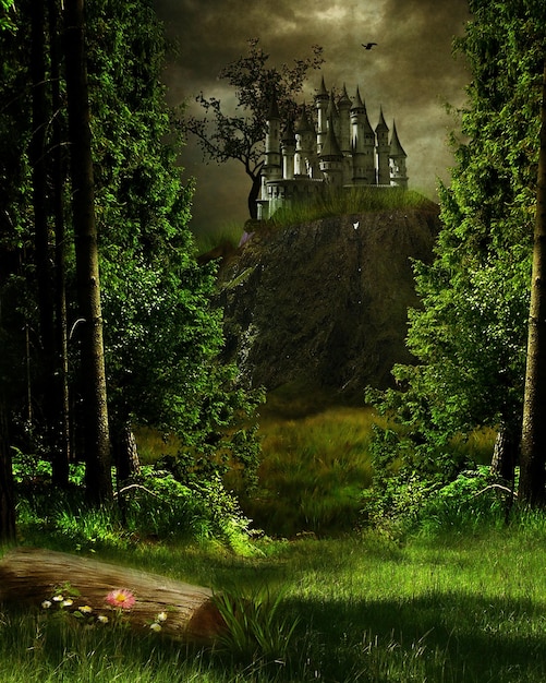no humans scenery cloud outdoors tree grass sky castle flower cloudy sky