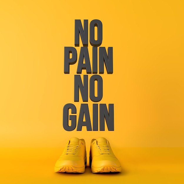 No pain no gain motivational workout fitness phrase d
rendering