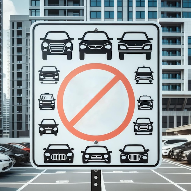사진 도로 에 빨간 표지판이 있는 주차장 표지판은 없습니다.