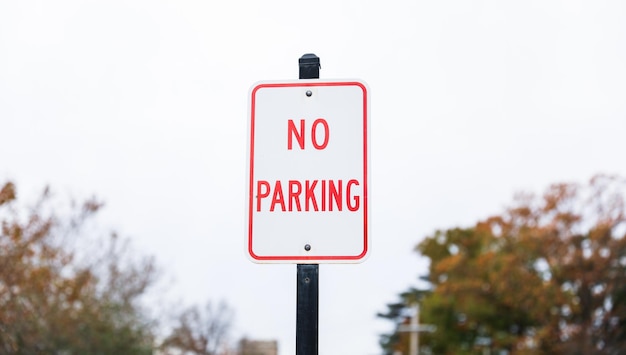 No Parking sign against an urban backdrop a symbol of restricted access and order in the city