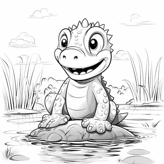 Photo no shadows just smiles kidfriendly crocodile coloring page