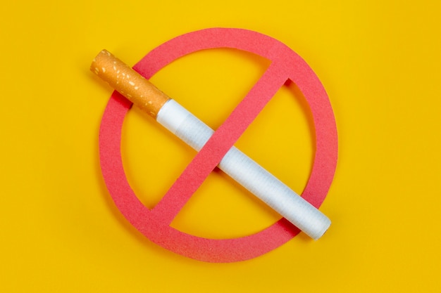 No smoke. No smoking. Stop your badly health.  on yellow 