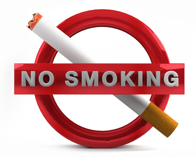 No Smoking Allowed Sign isolated on white background 3D rendering.