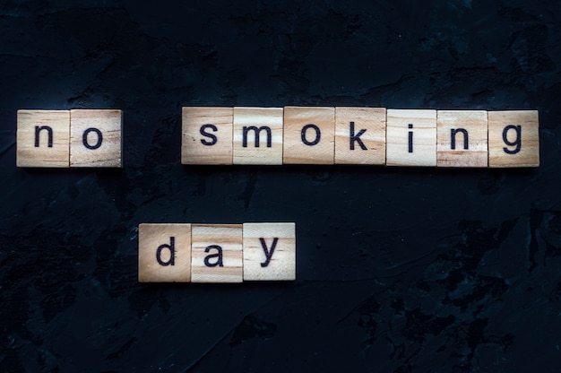 Photo no smoking day. concept. inscription, title