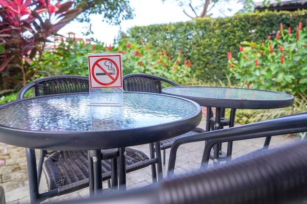 No smoking sign in a cafe and the park