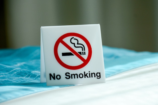 No smoking sign inside the room