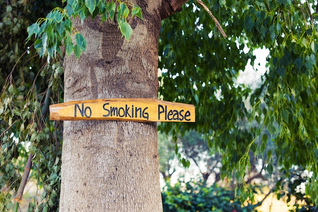 No smoking sign vintage style on wooden board