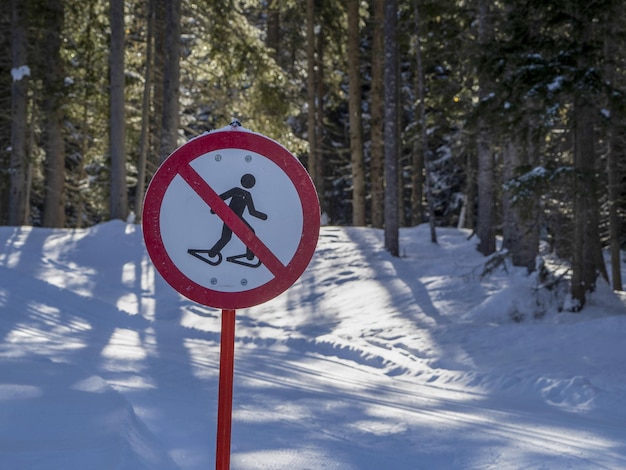 No snowshoes people pass on dolomites snow panorama val badia armentarola