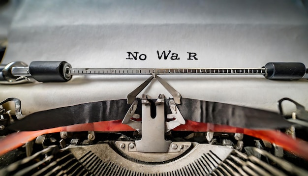 No war text typed words with a vintage typewriter conceptual