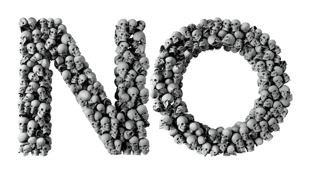 No word made from a skull font 3D Rendering