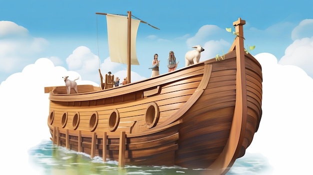 Noah ark boot illustratie alleen boot één zijaanzicht Generatieve ai