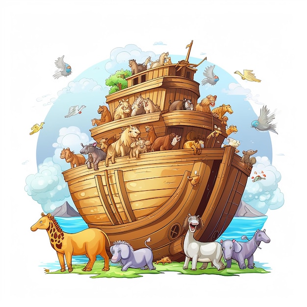 Photo noah ark with animals