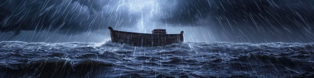 Photo noahs ark in the stormy sea