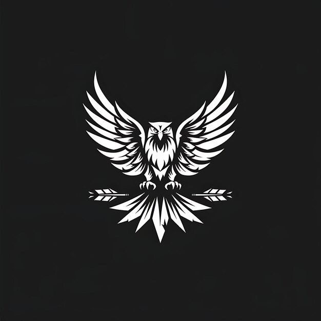 Noble Falcon Order Emblem Logo With a Falcon in Flight Adorn Creative Logo Design Tattoo Outline