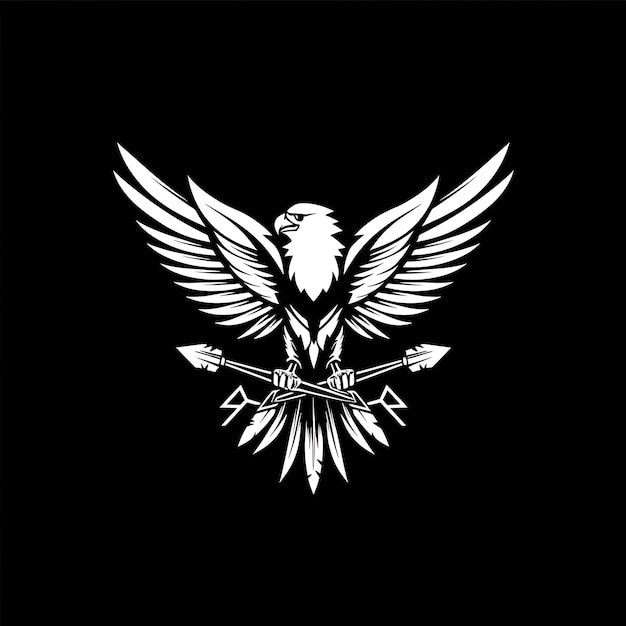 Noble Falcon Order Emblem Logo With a Falcon in Flight Adorn Creative Logo Design Tattoo Outline